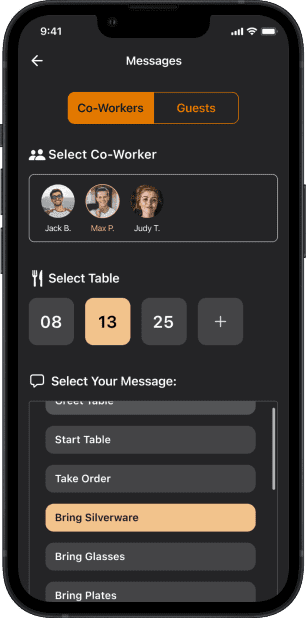 Co-worker app's iPhone app interface.